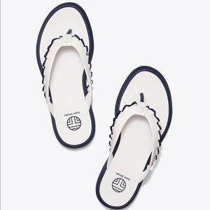 TORY BURCH ruffle thong snow white sandal NEW!